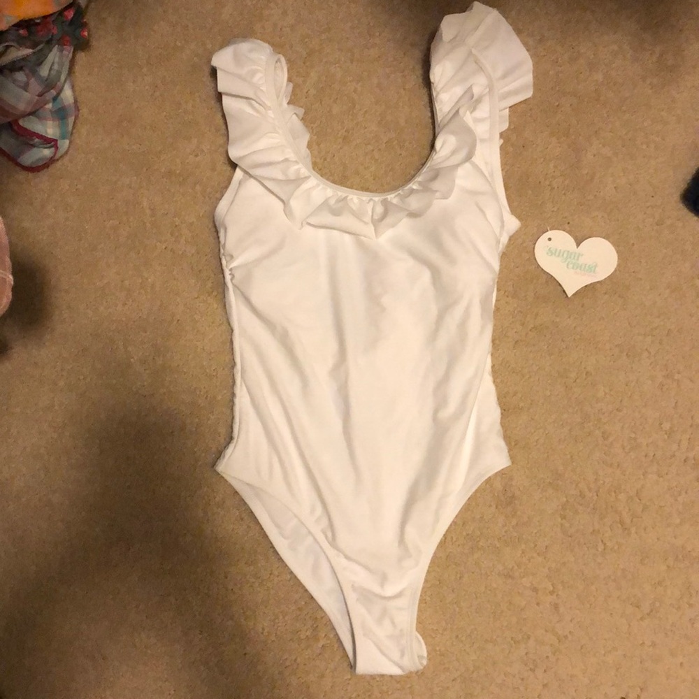 Sugar Coat by lolli swim White Ruffle One Piece